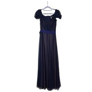 Tadashi Shoji Navy Blue Nude Dress